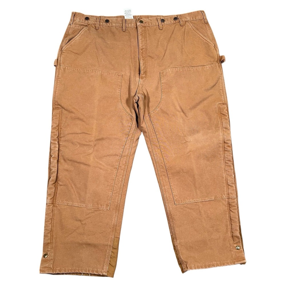 Carhartt Double Knee Pants Mens Size 47x29 Sherpa Lined Canvas Work USA B157 BRN